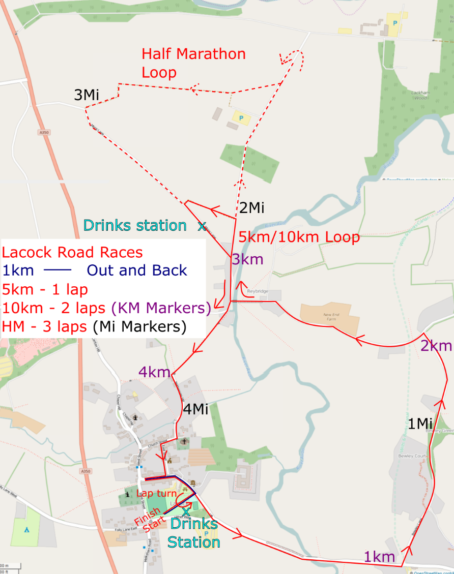 Lacock Half Marathon 10km Road Races Map