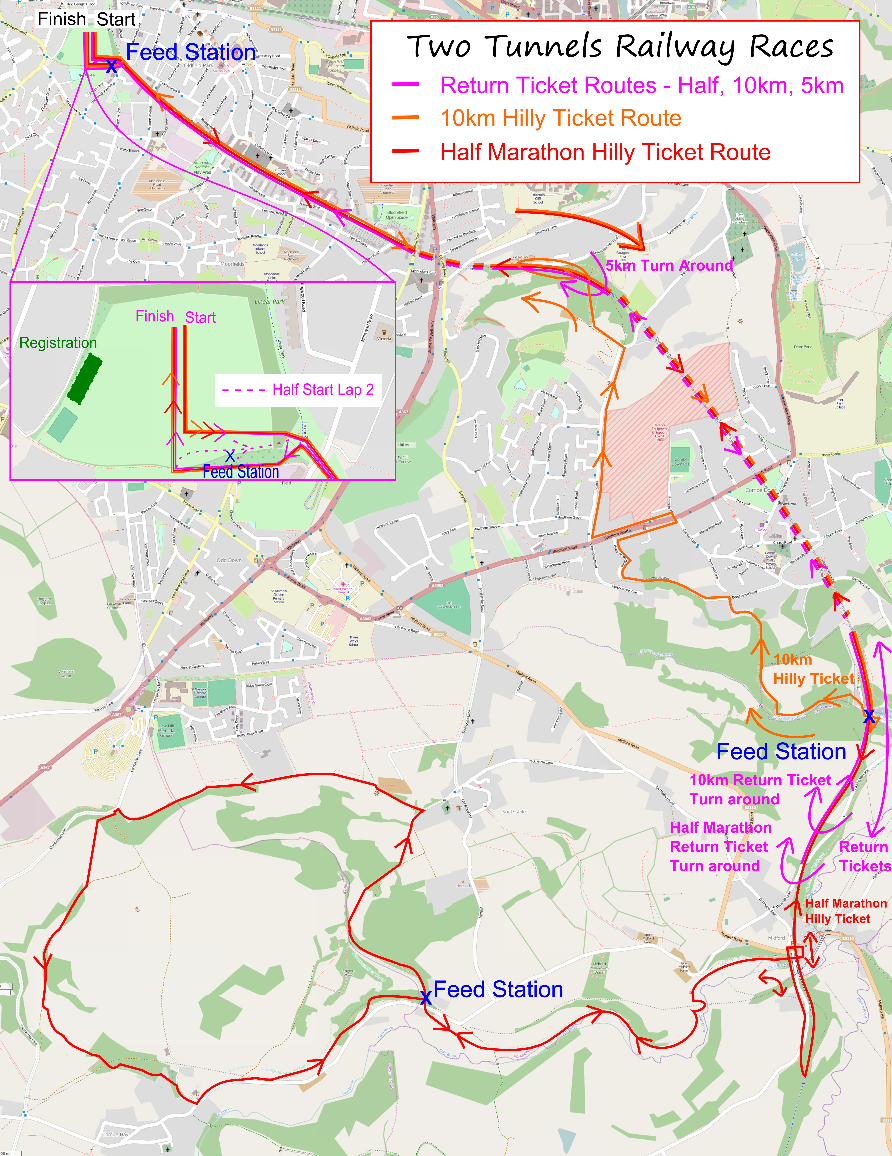 Two Tunnels race hilly race route map