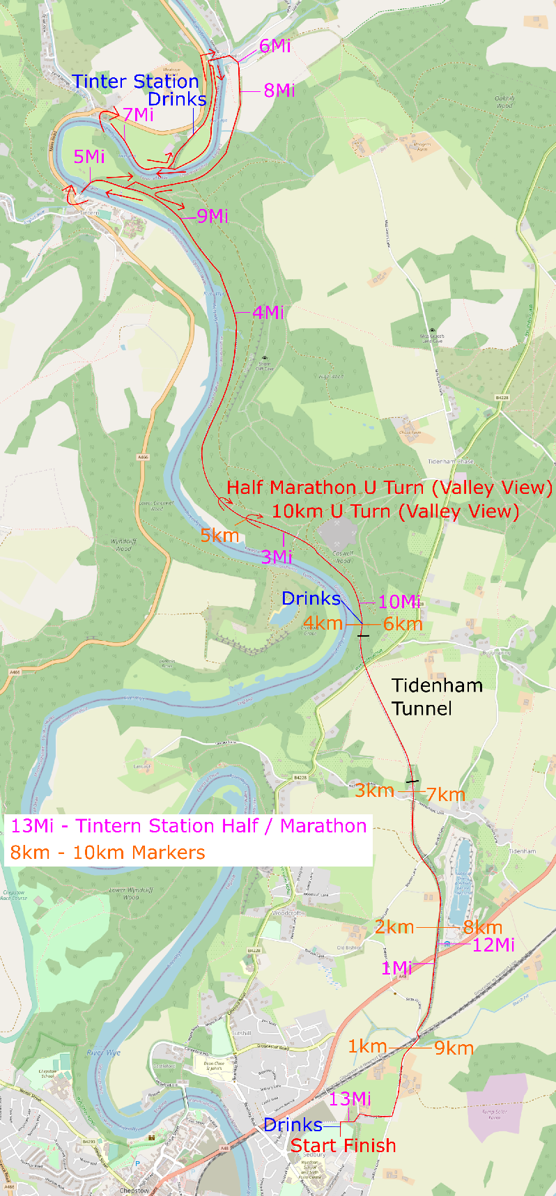 Wye Valley Tunnel Run Race Route